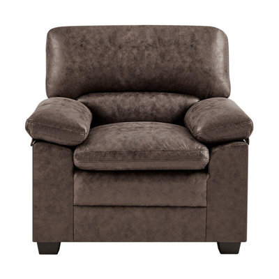 Bravich Oxford Faux Leather Armchair - Chocolate Brown - image 1