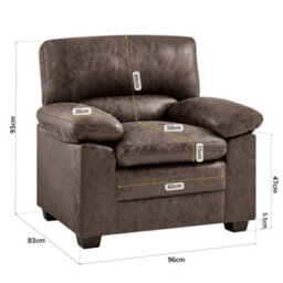 Bravich Oxford Faux Leather Armchair - Chocolate Brown - thumbnail 4