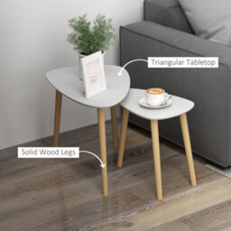 Homcom Side Table Set Of 2, Modern End Coffee Bedside Tables Grey Natural - thumbnail 5