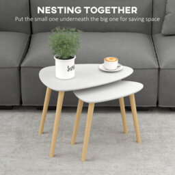 Homcom Side Table Set Of 2, Modern End Coffee Bedside Tables Grey Natural - thumbnail 4