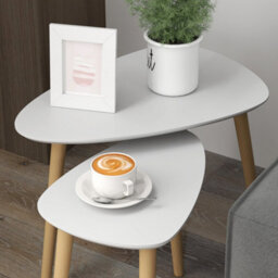 Homcom Side Table Set Of 2, Modern End Coffee Bedside Tables Grey Natural - thumbnail 7