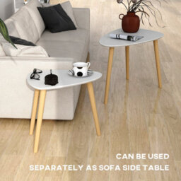 Homcom Side Table Set Of 2, Modern End Coffee Bedside Tables Grey Natural - thumbnail 6