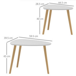 Homcom Side Table Set Of 2, Modern End Coffee Bedside Tables Grey Natural - thumbnail 3