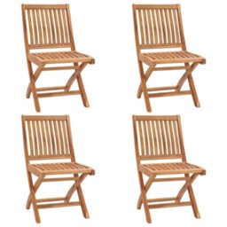 Berkfield Folding Garden Chairs 4 Pcs Solid Teak Wood