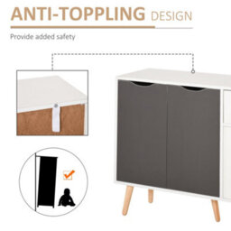 Wyld Haus Domavi Grey Wooden Floor Standing Sideboard 2 Drawers 2 Doors - L90 X D30 X H72Cm - thumbnail 7
