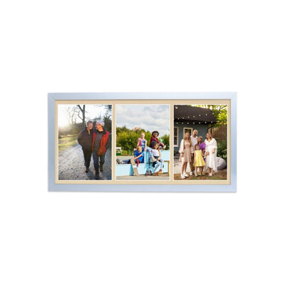 AK Frames 16X8 Purple Sleek Multi Photo Frame With Ivory Mount - Holds 3 Apertures (3X) 7X5 Photos - image 1