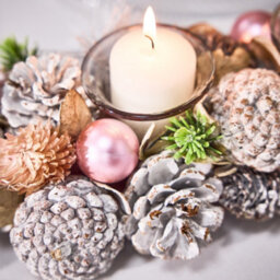 Dibor Pink Triple Table Centrepiece Christmas Decoration Candle Holder Tealight Holder 39Cm - thumbnail 4