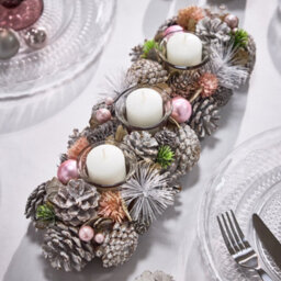 Dibor Pink Triple Table Centrepiece Christmas Decoration Candle Holder Tealight Holder 39Cm