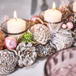 Dibor Pink Triple Table Centrepiece Christmas Decoration Candle Holder Tealight Holder 39Cm - thumbnail 3