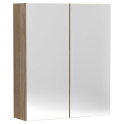 FNX Bathrooms 600mm 2 Door Bleached Oak Wall Hung Mirror Cabinet Contemporary 715mm