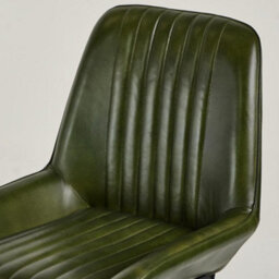 Where Saints Go Ltd Brooklyn Green Ribbed Buffalo Leather Dining Chair, Matt Black Metal Frame By Where Saints Go - thumbnail 6