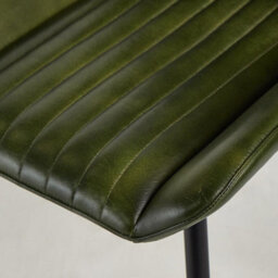 Where Saints Go Ltd Brooklyn Green Ribbed Buffalo Leather Dining Chair, Matt Black Metal Frame By Where Saints Go - thumbnail 7