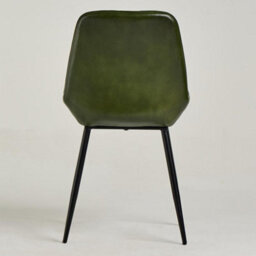 Where Saints Go Ltd Brooklyn Green Ribbed Buffalo Leather Dining Chair, Matt Black Metal Frame By Where Saints Go - thumbnail 3