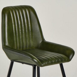 Where Saints Go Ltd Brooklyn Green Ribbed Buffalo Leather Dining Chair, Matt Black Metal Frame By Where Saints Go - thumbnail 8