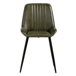 Where Saints Go Ltd Brooklyn Green Ribbed Buffalo Leather Dining Chair, Matt Black Metal Frame By Where Saints Go - thumbnail 9
