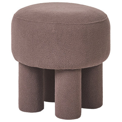 Wyld And Coco Nordicnest Brown Boucle Footstool Pouffe With Upholstered Legs - W43 X D43 X H38Cm - image 1