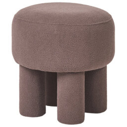 Wyld And Coco Nordicnest Brown Boucle Footstool Pouffe With Upholstered Legs - W43 X D43 X H38Cm - thumbnail 1