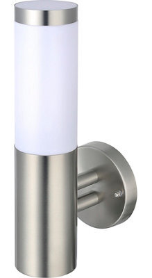 Hollis Fixed Satin Stainless Steel Mains-Powered Outdoor Wall Light (Dia)7.6Cm - image 1