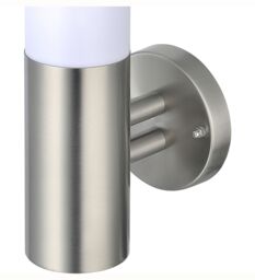 Hollis Fixed Satin Stainless Steel Mains-Powered Outdoor Wall Light (Dia)7.6Cm - thumbnail 4