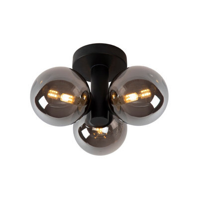 Lucide Trudy Modern Flush Ceiling Light Bathroom 28Cm - 3Xg9 - Ip44 - Black - image 1