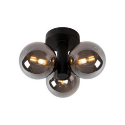 Lucide Trudy Modern Flush Ceiling Light Bathroom 28Cm - 3Xg9 - Ip44 - Black