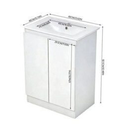 White Gloss Vanity Unit Freestanding Bathroom Storage Cabinet - thumbnail 2