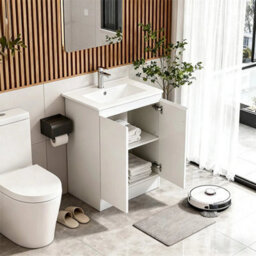 White Gloss Vanity Unit Freestanding Bathroom Storage Cabinet - thumbnail 5