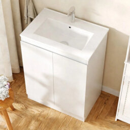 White Gloss Vanity Unit Freestanding Bathroom Storage Cabinet - thumbnail 4