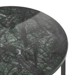 Wyld and Coco Lumina 40Cm Round Marble Side Table With Dark Green Metal Frame - 45Cm High - thumbnail 3