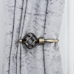 A.unique Home Pair Of Twisted Metal Holdbacks With Fittings - Antique Brass - thumbnail 4