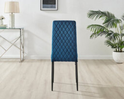 Furniturebox Uk 4 Seater Dining Set - Imperia White High Gloss Dining Table And Chairs - 4 Navy Velvet Milan Black Leg Chairs - thumbnail 7