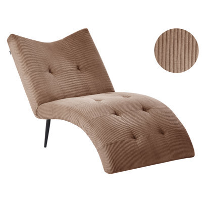 Beliani Chaise Longue Quilly Corduroy Dark Beige - image 1