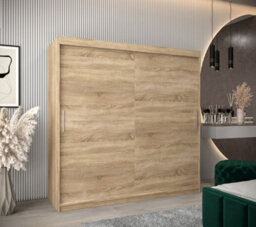 Arte Tokyo Contemporary 2 Sliding Door Wardrobe 9 Shelves 2 Rails Oak Sonoma Effect (H)2000mm (W)2000mm (D)620mm - thumbnail 2