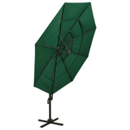 Berkfield 4-Tier Parasol With Aluminium Pole Green 3X3 M - thumbnail 5