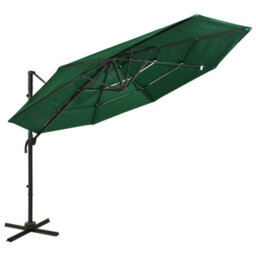 Berkfield 4-Tier Parasol With Aluminium Pole Green 3X3 M - thumbnail 1