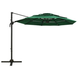 Berkfield 4-Tier Parasol With Aluminium Pole Green 3X3 M - thumbnail 2