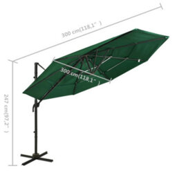 Berkfield 4-Tier Parasol With Aluminium Pole Green 3X3 M - thumbnail 8