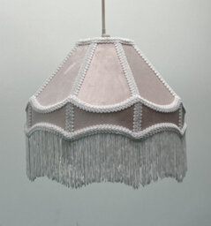K Living Stunning Pink Traditional Velvet Lamp Shade With Tassels 8Inch - thumbnail 3