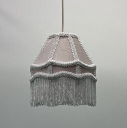 K Living Stunning Pink Traditional Velvet Lamp Shade With Tassels 8Inch - thumbnail 2