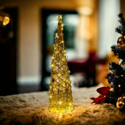 Urbn-Living Urbnliving 80Cm Led Light Up Christmas Tree Cone Pyramids Glitter Fairy  Ornament Gold Pearls Colour