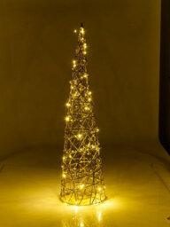 Urbn-Living Urbnliving 80Cm Led Light Up Christmas Tree Cone Pyramids Glitter Fairy  Ornament Gold Pearls Colour - thumbnail 2