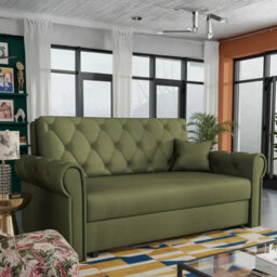 Viva Roma Iii Living Room Sofa Bed With Storage Polyurethane Foam Hr Foam Wave Springs Metal Legs 168X85X98Cm Olive - thumbnail 1