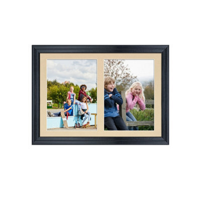 AK Frames 20X14 Black Classic Multi Photo Frame With Ivory Mount - Holds 2 Apertures (2X) A4 Photos - image 1
