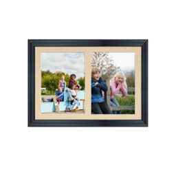 AK Frames 20X14 Black Classic Multi Photo Frame With Ivory Mount - Holds 2 Apertures (2X) A4 Photos - thumbnail 1