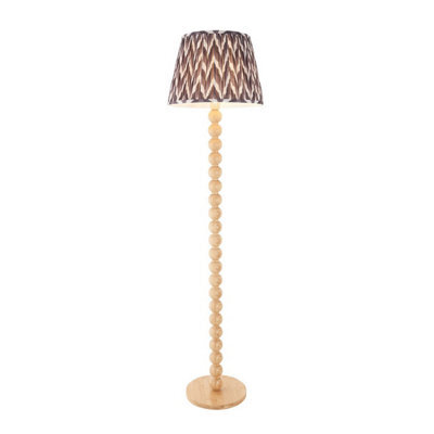 Luminosa Lighting Luminosa Cane Natural Bamboo Floor Lamp With Pearl Grey Fabric Zigzag Shade 40Cm E27 - image 1