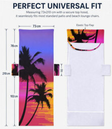 3D Beach Chair Cover, Lounge Towel Cover With Pocket, Microfiber For Swimming Pool - thumbnail 3