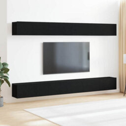 Berkfield 6 Piece Tv Cabinet Set Black Oak Engineered Wood - thumbnail 1