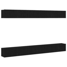 Berkfield 6 Piece Tv Cabinet Set Black Oak Engineered Wood - thumbnail 2