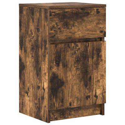 Berkfield Durable Bedside Cabinet Smoked Oak 39X35X65 Cm Engineered Wood