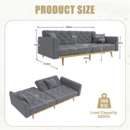 Abrihome Modern 2-Seater Velvet Sofa With 3-Speed Adjustable Backrest, Thick Cushions & Gold Metal Legs, Grey - thumbnail 7